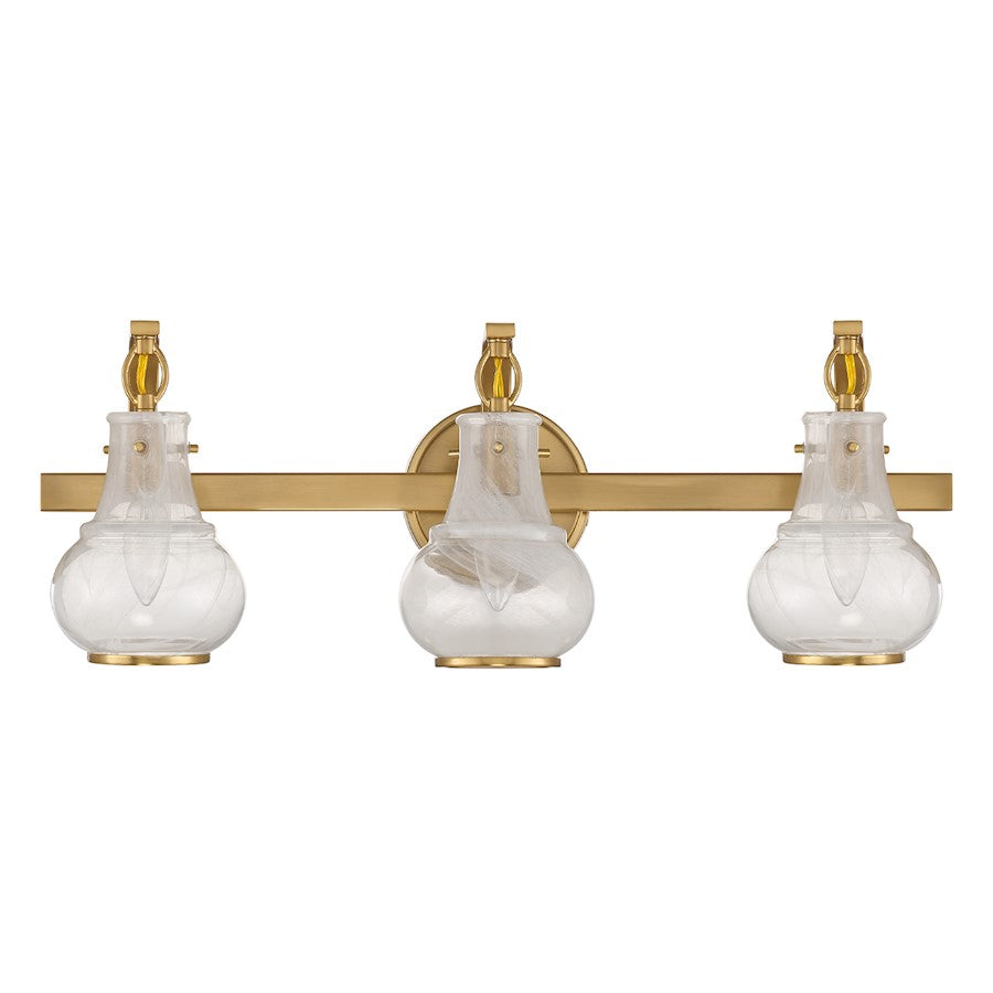 3 Light Bathroom Vanity Light, Warm Brass