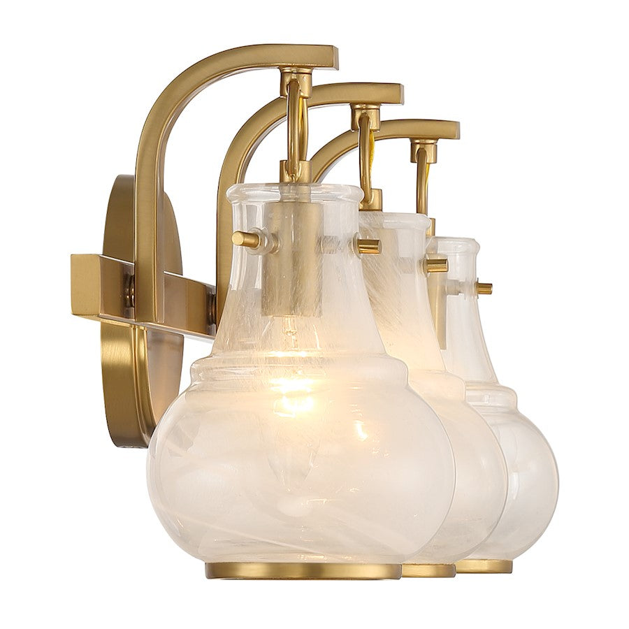 3 Light Bathroom Vanity Light, Warm Brass