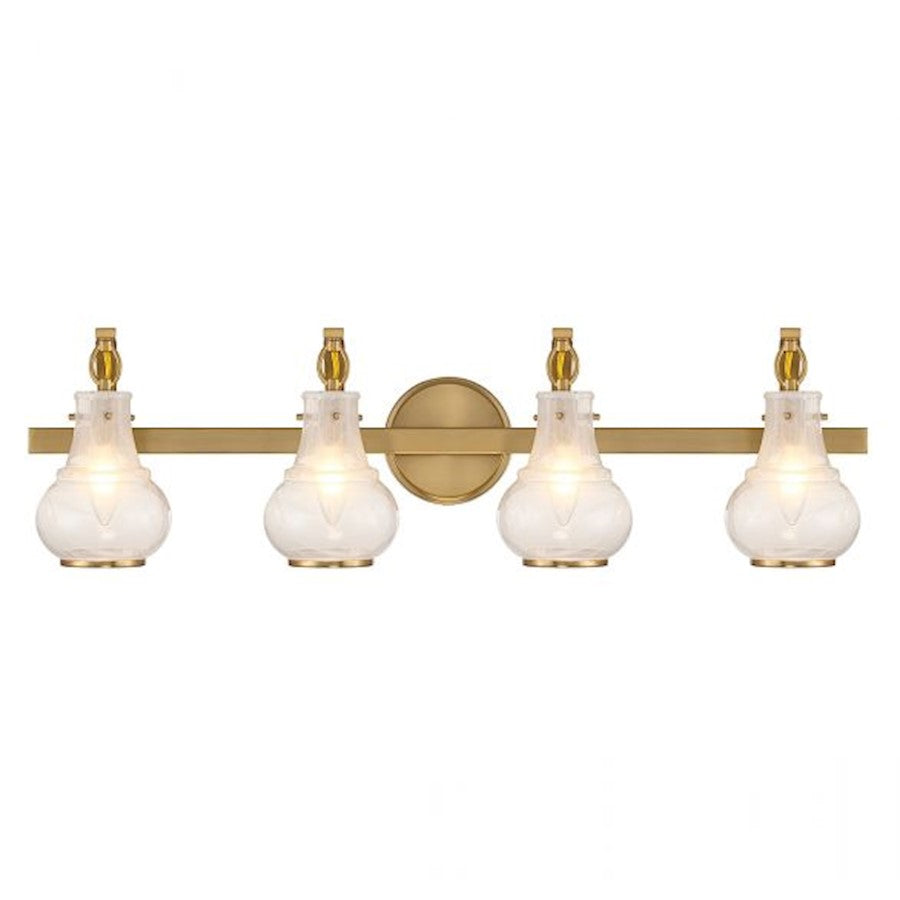 4 Light Bathroom Vanity Light, Warm Brass