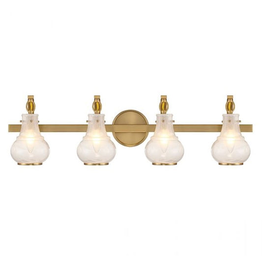 4 Light Bathroom Vanity Light, Warm Brass
