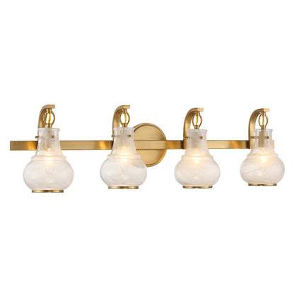 4 Light Bathroom Vanity Light, Warm Brass