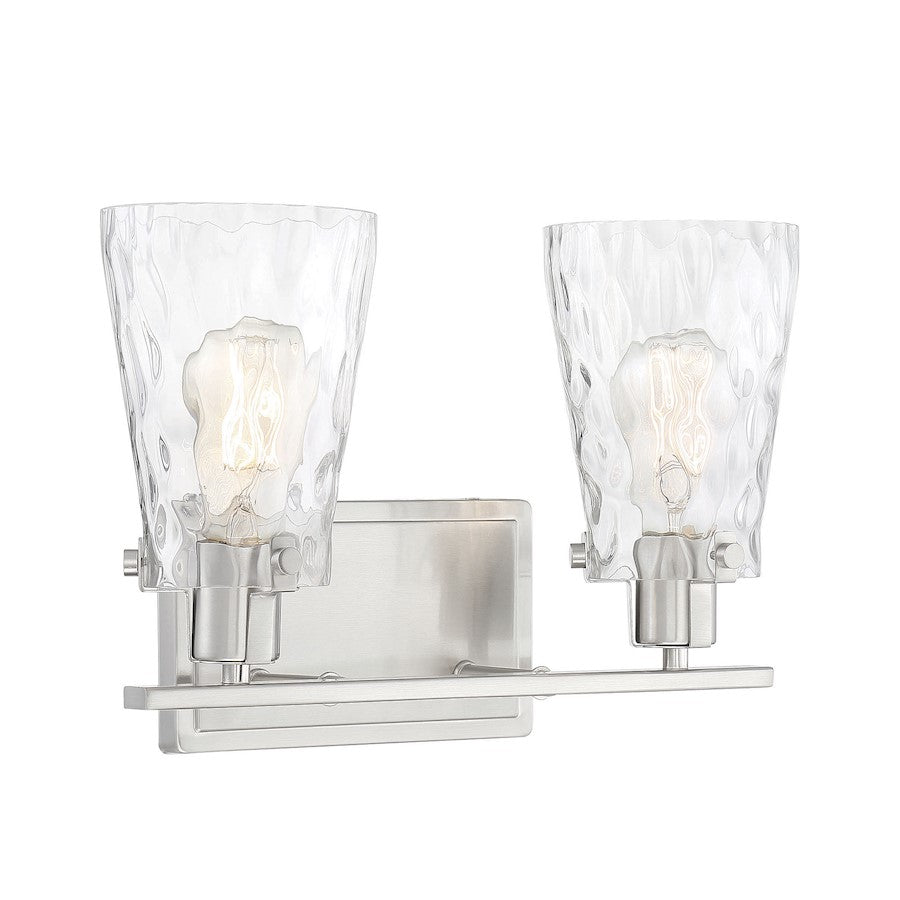 2 Light Bathroom Vanity Light, Satin Nickel