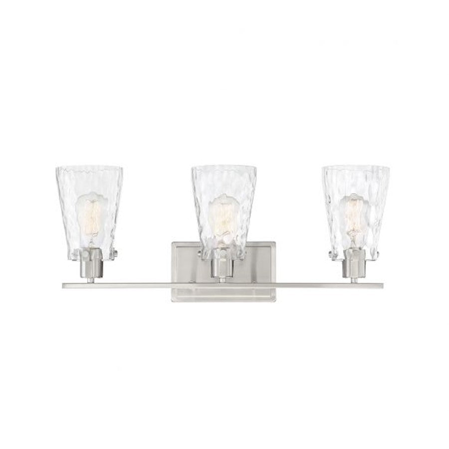 3 Light Bathroom Vanity Light, Satin Nickel