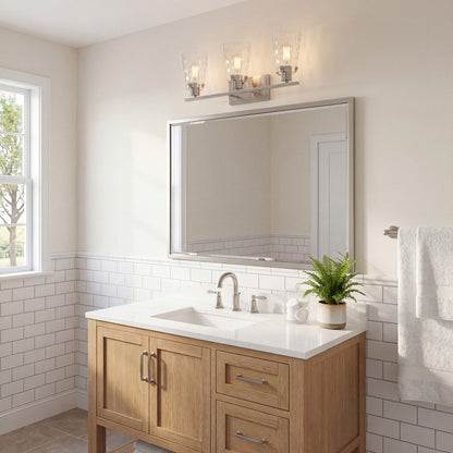 3 Light Bathroom Vanity Light, Satin Nickel