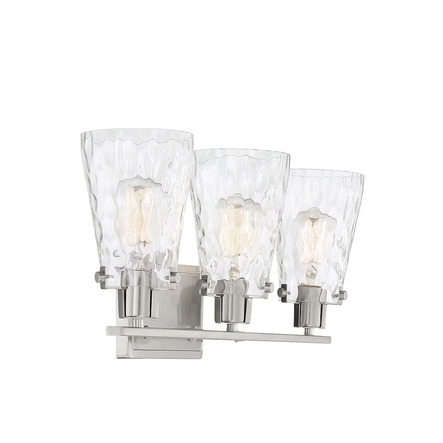 3 Light Bathroom Vanity Light, Satin Nickel