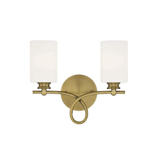 2 Light Bathroom Vanity Light, Warm Brass
