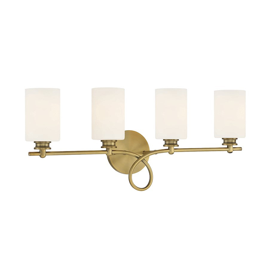 4 Light Bathroom Vanity Light, Warm Brass