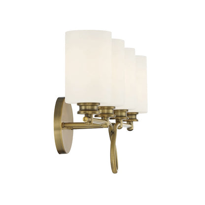 4 Light Bathroom Vanity Light, Warm Brass