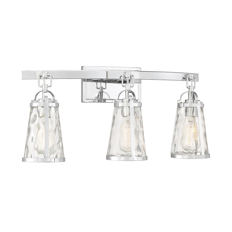 3 Light Bathroom Vanity Light, Polished Chrome