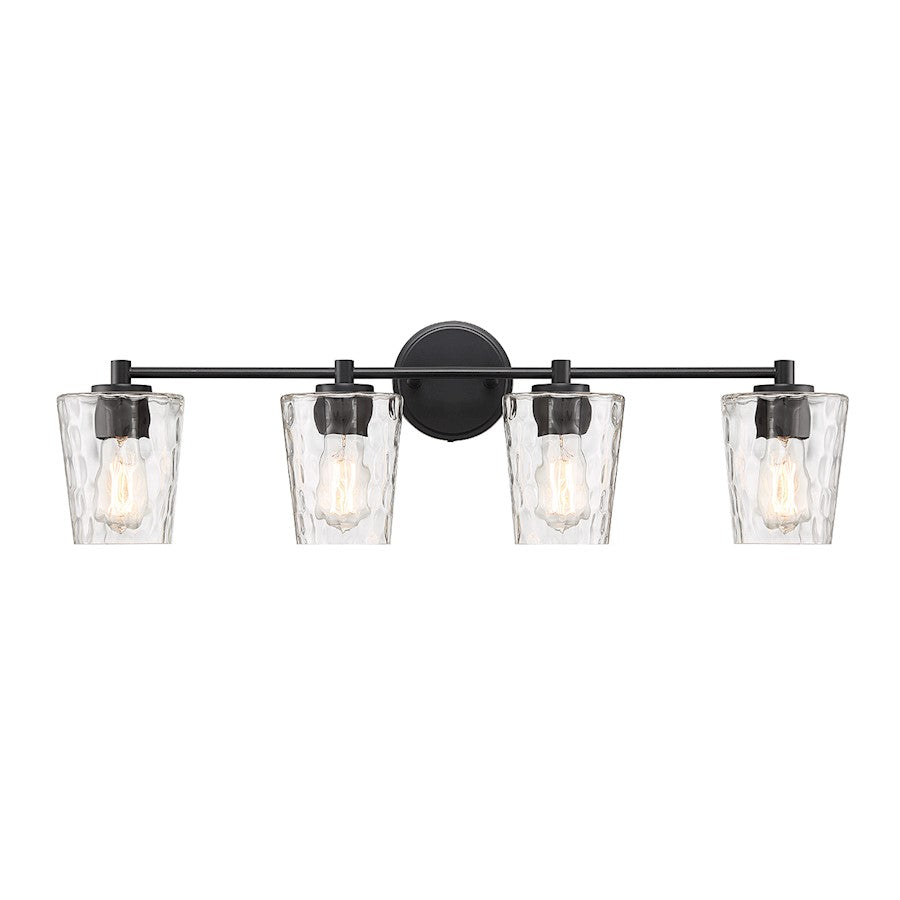 4 Light Bathroom Vanity Light, Matte Black