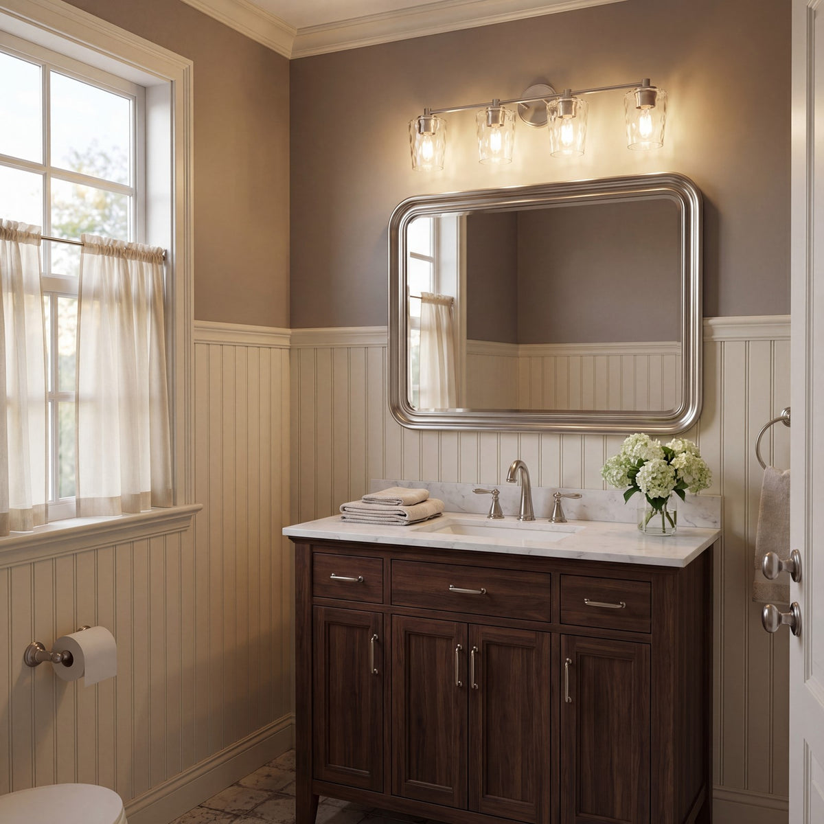 4 Light Bathroom Vanity Light, Matte Black