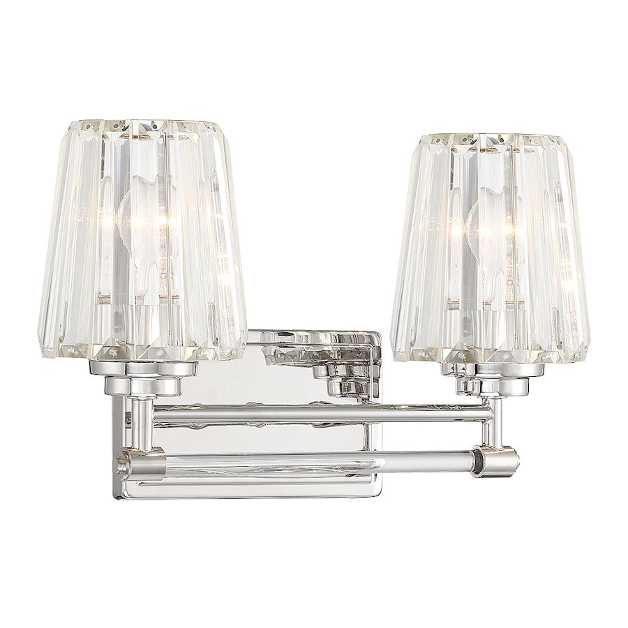 2 Light Bathroom Vanity Light, Polished Nickel