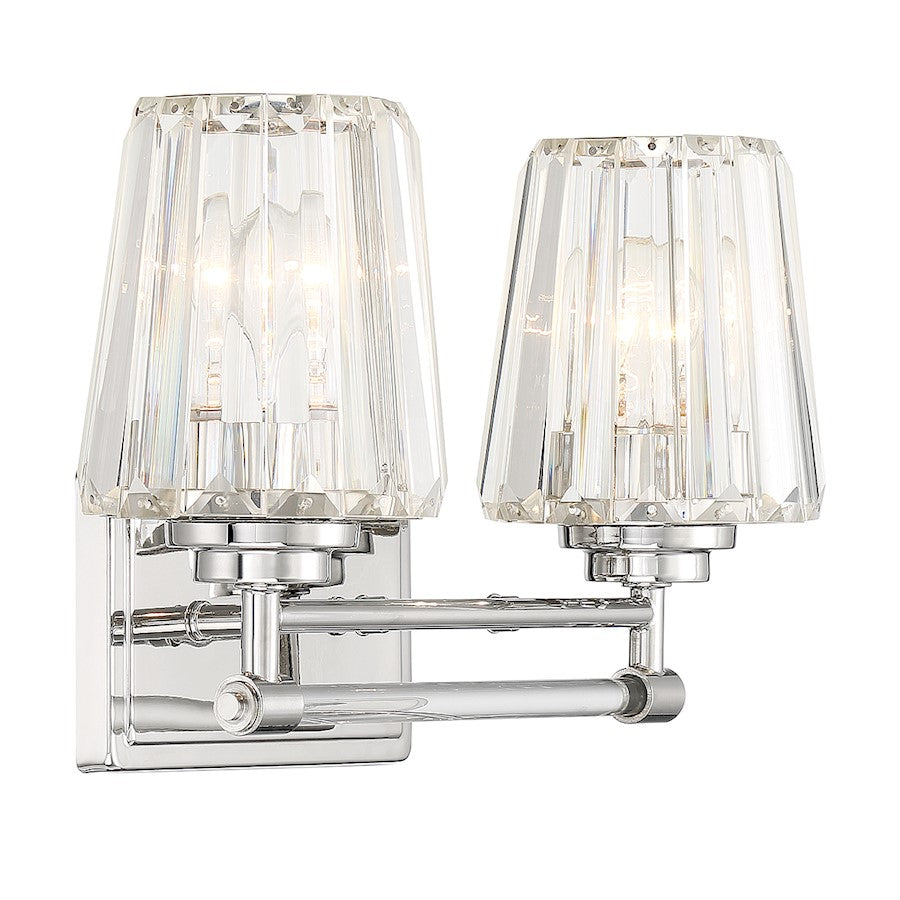 2 Light Bathroom Vanity Light, Polished Nickel