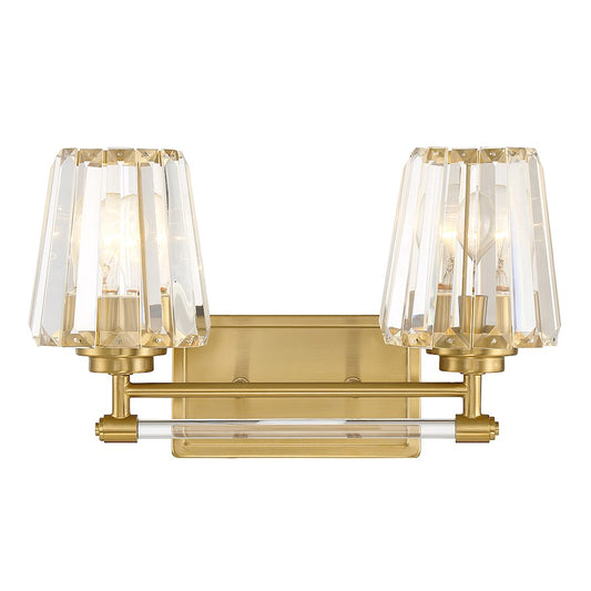 2 Light Bathroom Vanity Light, Warm Brass