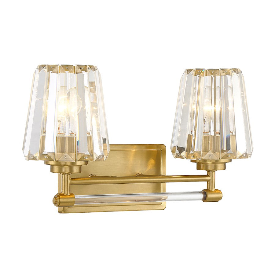 2 Light Bathroom Vanity Light, Warm Brass