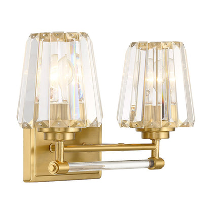 2 Light Bathroom Vanity Light, Warm Brass