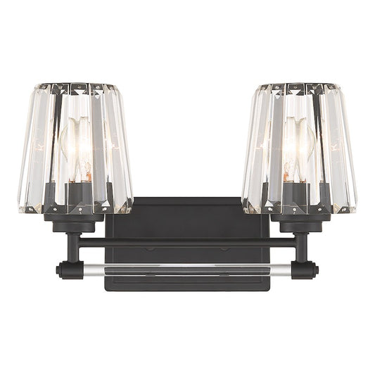 Savoy House Garnet 2-Light Bathroom Vanity Light, Matte Black - 8-6001-2-BK