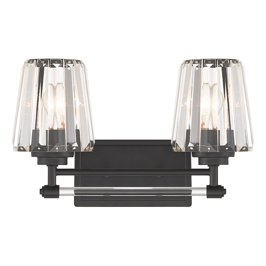 2 Light Bathroom Vanity Light, Matte Black