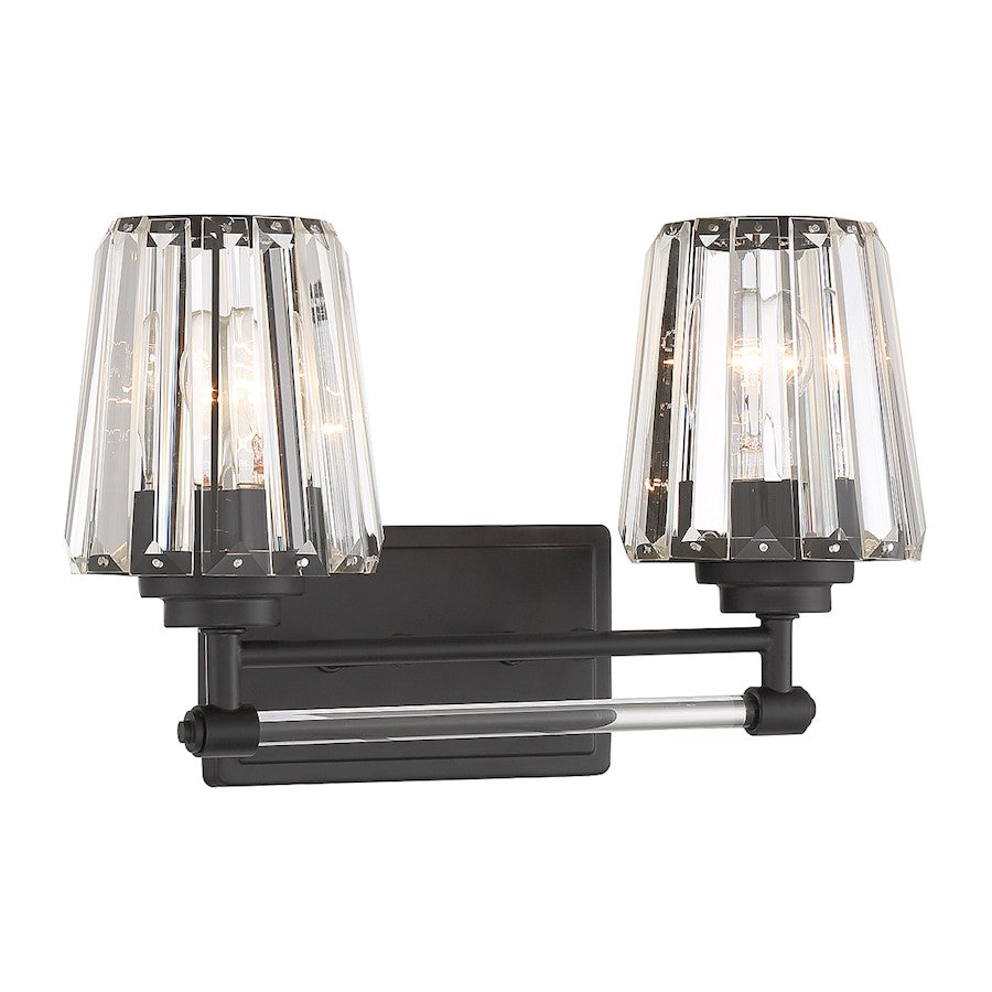 2 Light Bathroom Vanity Light, Matte Black