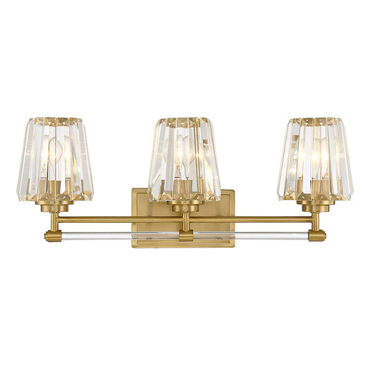 3 Light Bathroom Vanity Light, Warm Brass