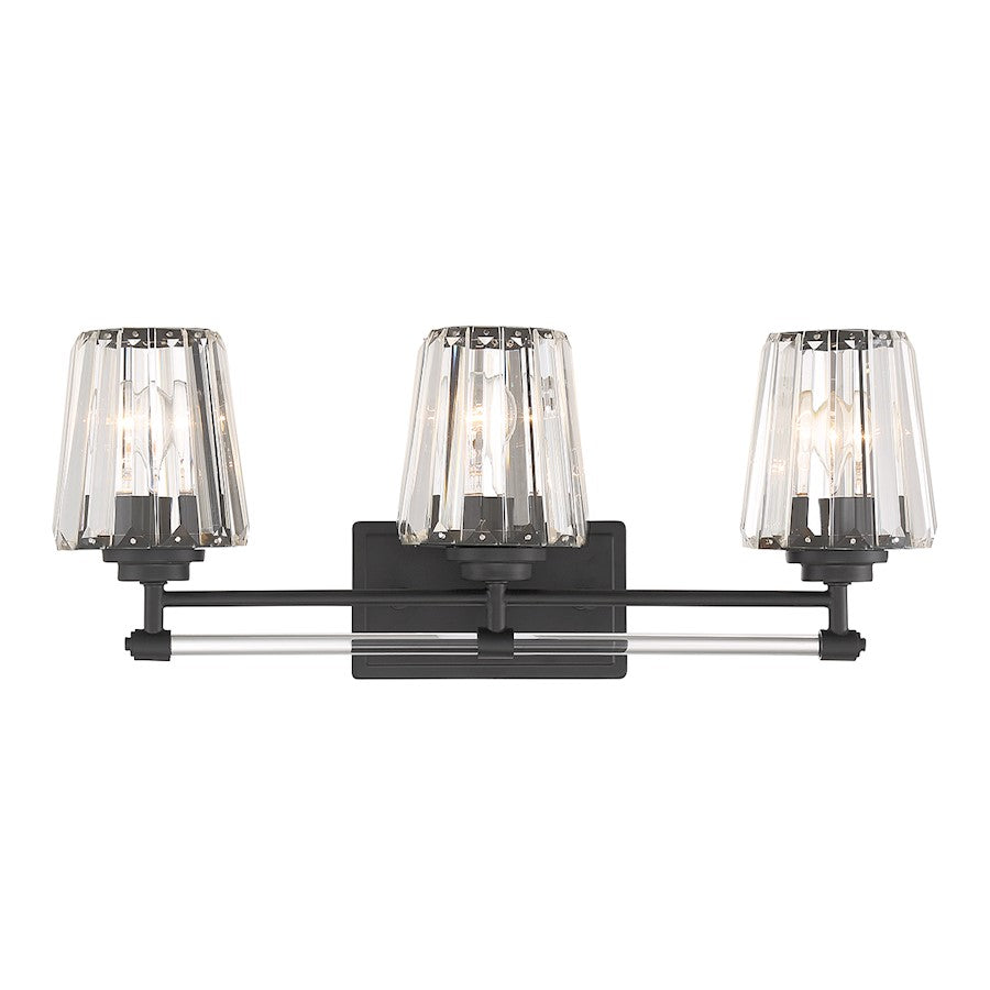 3 Light Bathroom Vanity Light, Matte Black
