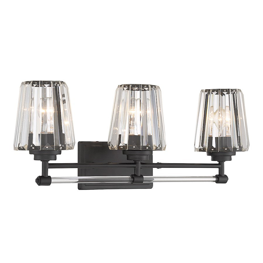 3 Light Bathroom Vanity Light, Matte Black