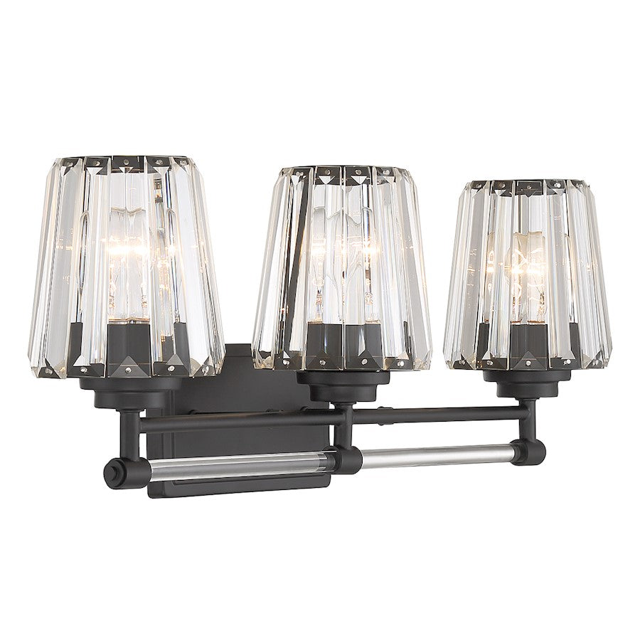 3 Light Bathroom Vanity Light, Matte Black