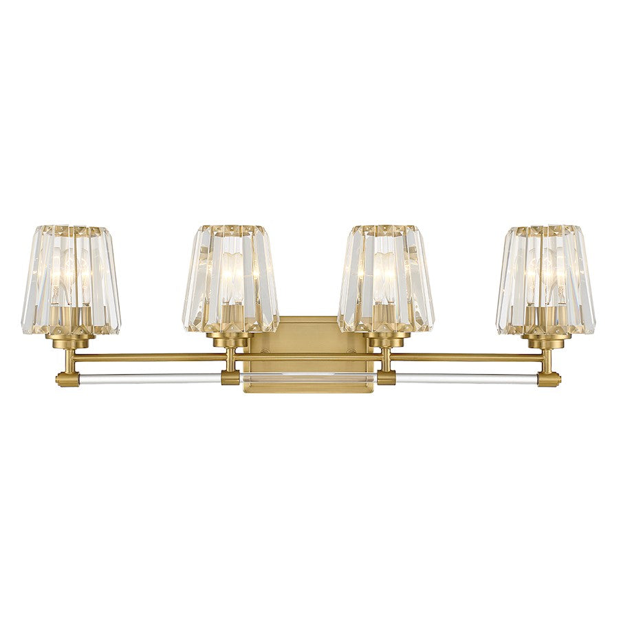 4 Light Bathroom Vanity Light, Warm Brass