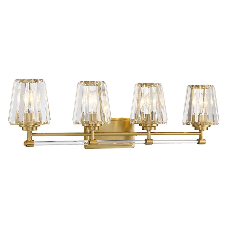 4 Light Bathroom Vanity Light, Warm Brass