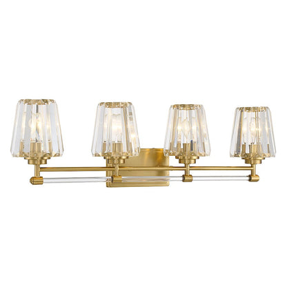 4 Light Bathroom Vanity Light, Warm Brass