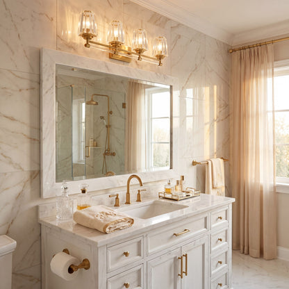 4 Light Bathroom Vanity Light, Warm Brass