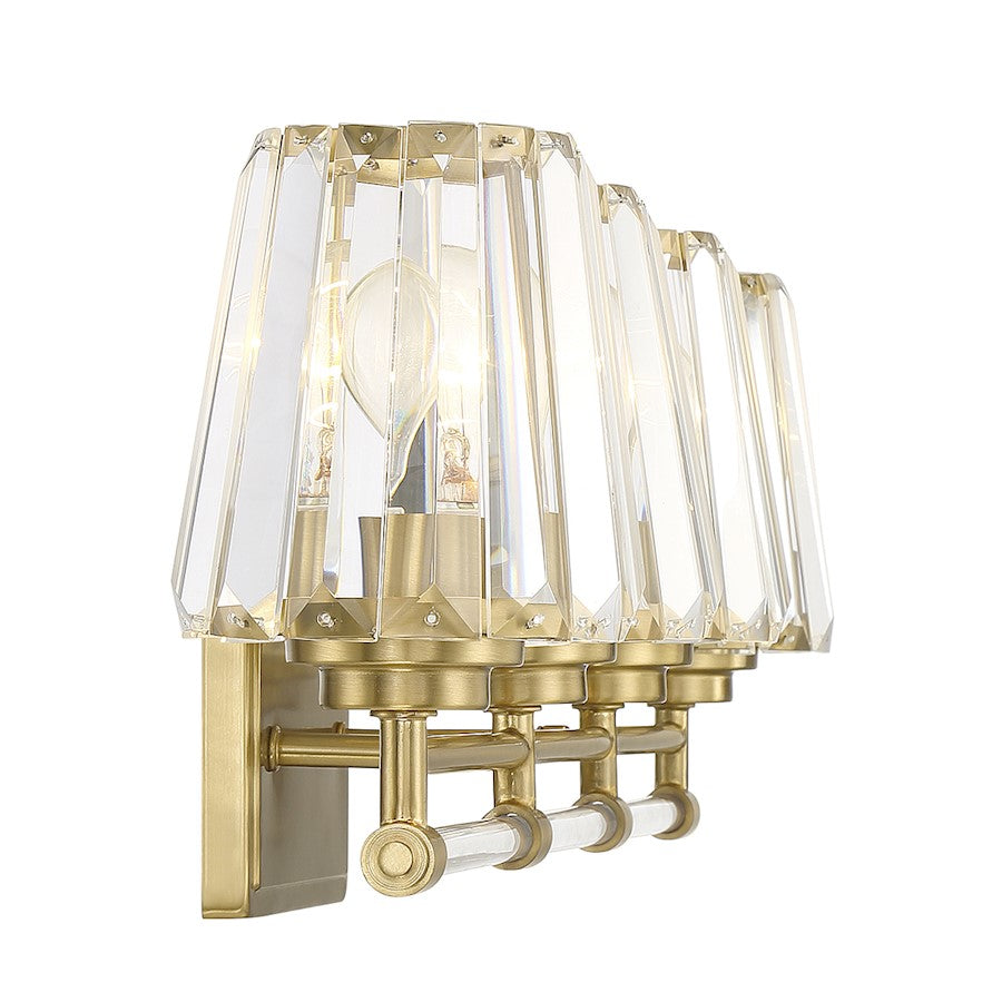 4 Light Bathroom Vanity Light, Warm Brass