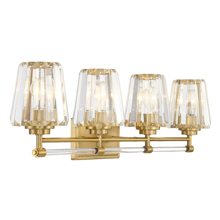 4 Light Bathroom Vanity Light, Warm Brass