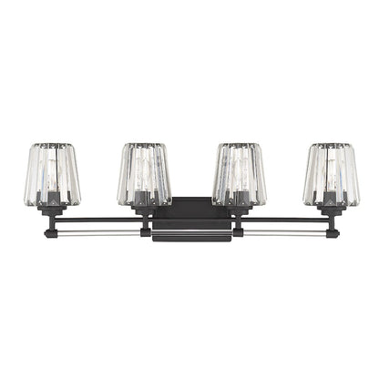 4 Light Bathroom Vanity Light, Matte Black