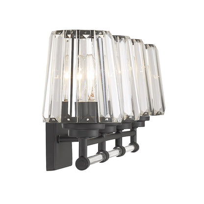 4 Light Bathroom Vanity Light, Matte Black