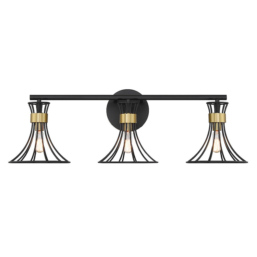 Savoy House Breur 3Lt Bathroom Vanity Light, Black/Brass - 8-6080-3-143