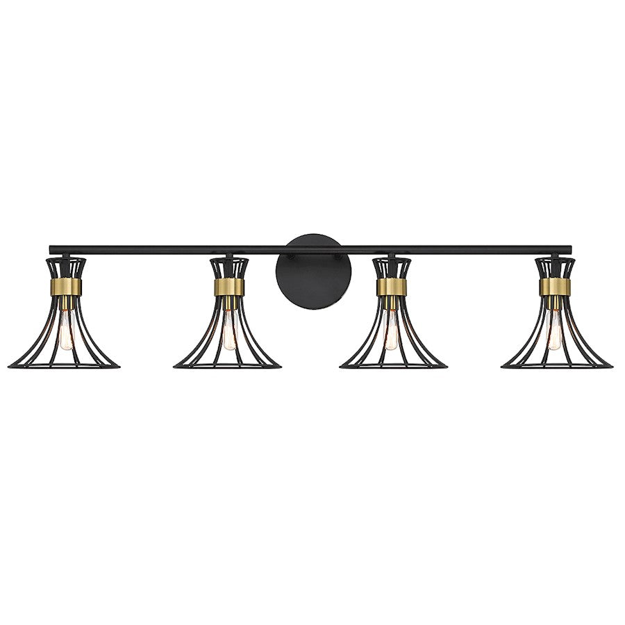 Savoy House Breur 4Lt Bathroom Vanity Light, Black/Brass - 8-6080-4-143