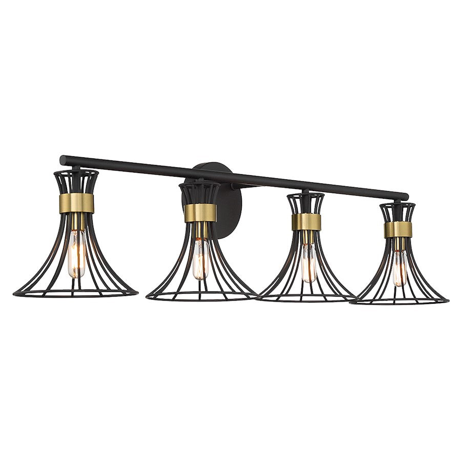 4 Light Bathroom Vanity Light, Black