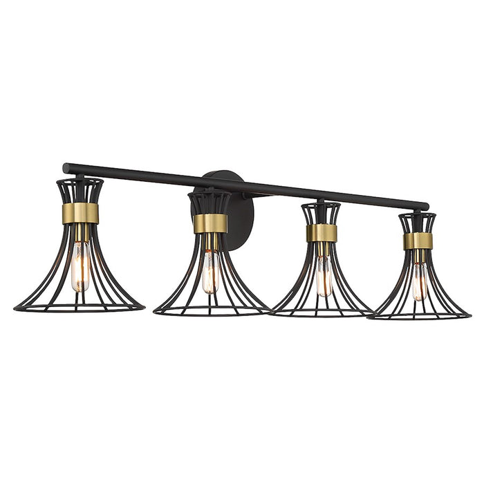 Savoy House Breur 4Lt Bathroom Vanity Light, Black/Brass