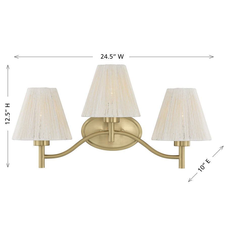 Savoy House Rosa 3 Lt Bath Sconce, Noble Brass