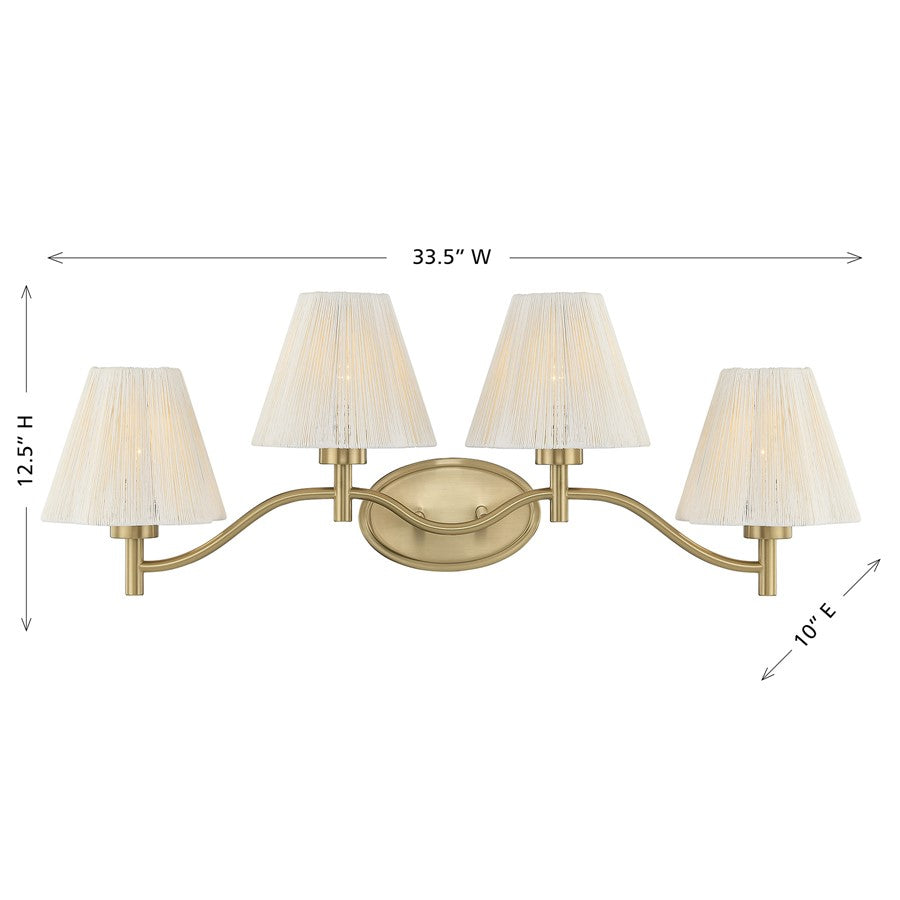 Savoy House Rosa 4 Lt Bath Sconce, Noble Brass