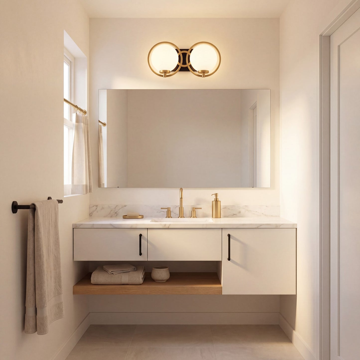 2 Light Bathroom Vanity Light, Black