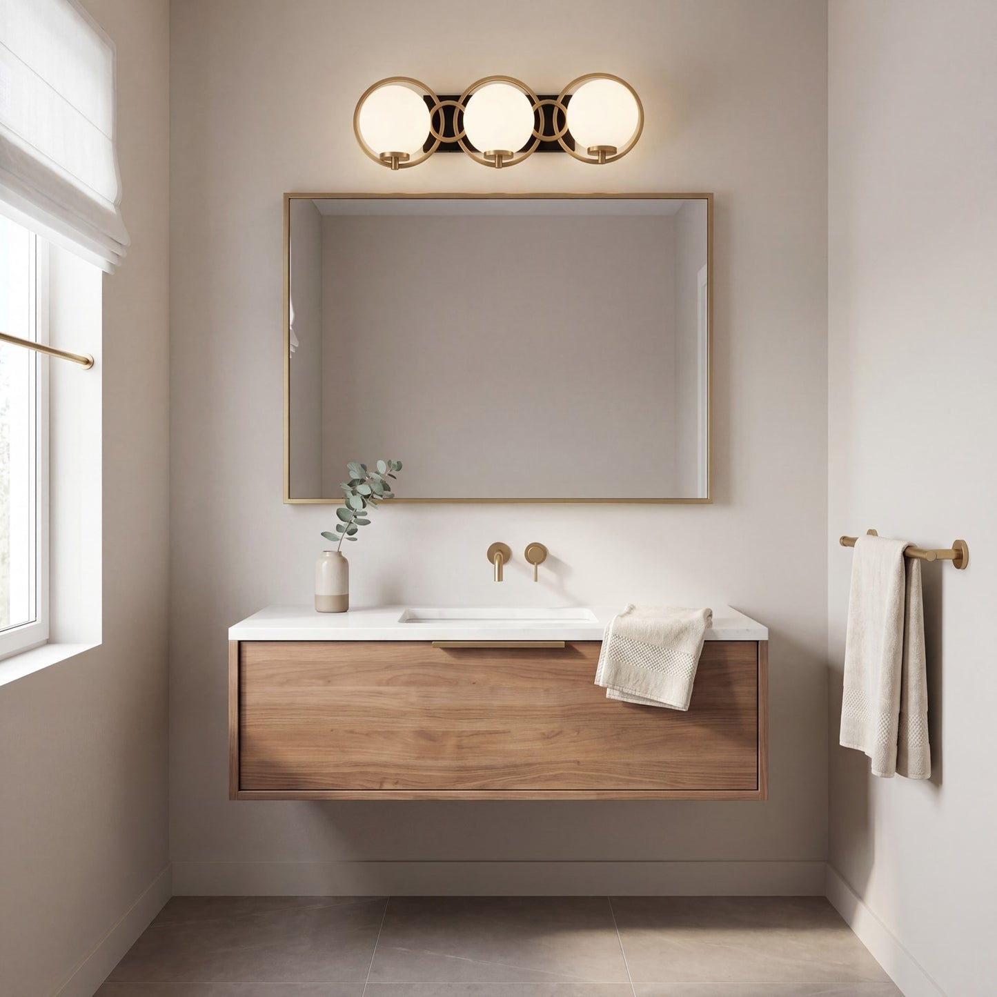 3 Light Bathroom Vanity Light, Black