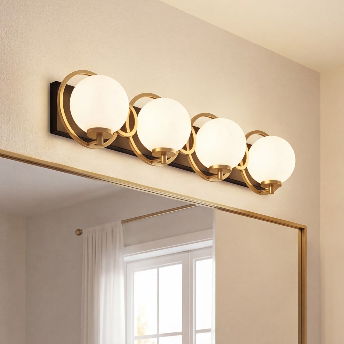 4 Light Bathroom Vanity Light, Black
