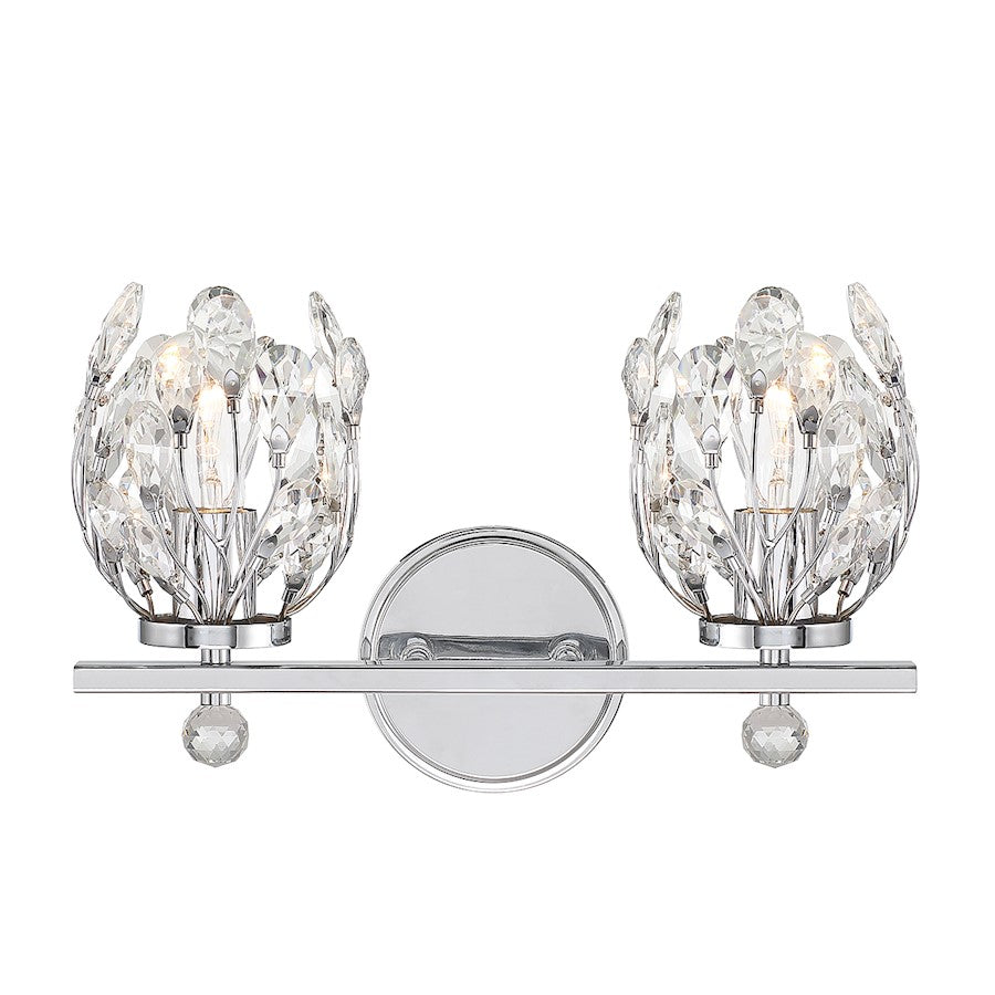 Savoy House Moreno 2-Light Bathroom Vanity Light, Chrome - 8-6601-2-11