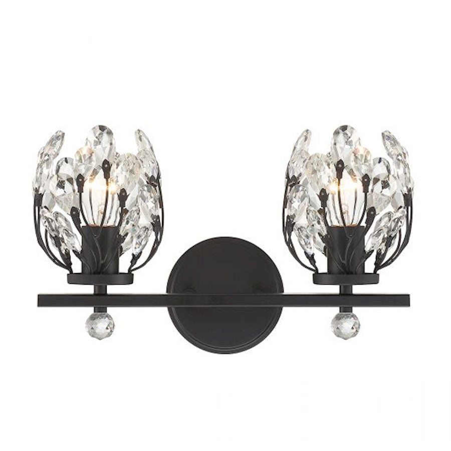 Savoy House Moreno 2-Light Bathroom Vanity Light, Matte Black - 8-6601-2-BK