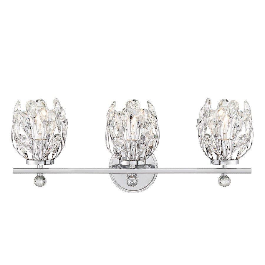 Savoy House Moreno 3-Light Bathroom Vanity Light, Chrome - 8-6601-3-11