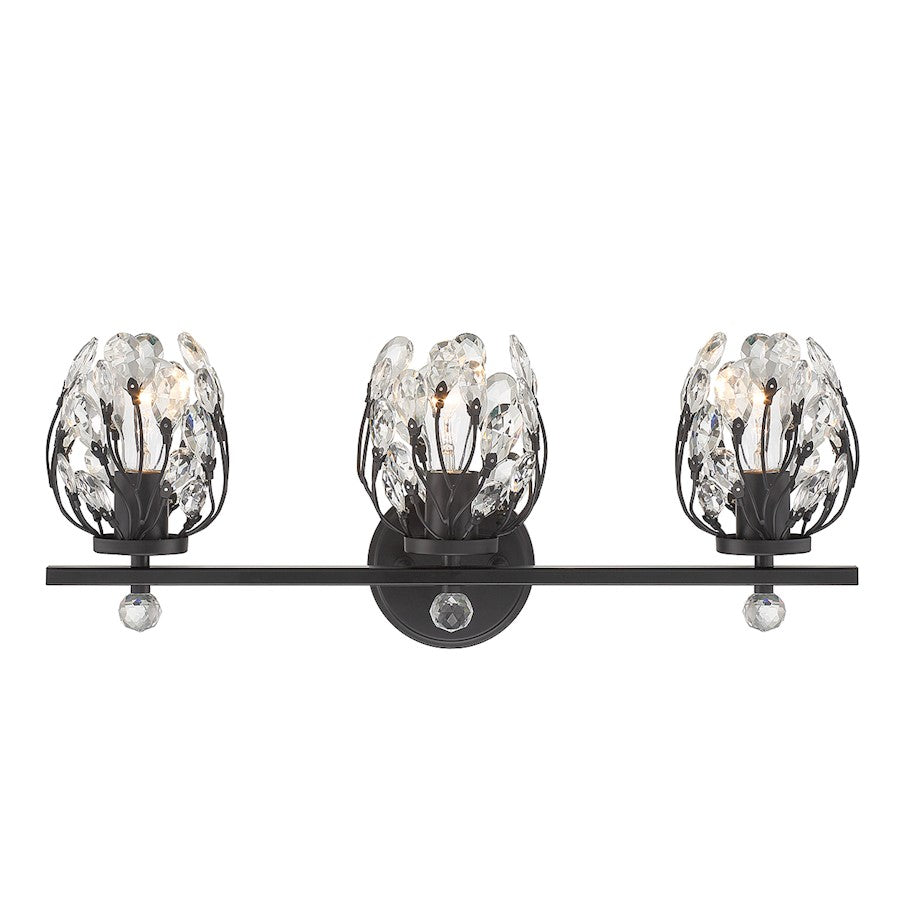 Savoy House Moreno 3-Light Bathroom Vanity Light, Matte Black - 8-6601-3-BK