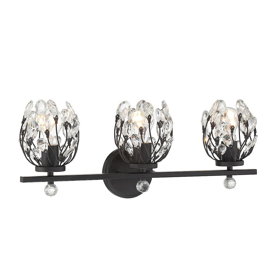 3 Light Bathroom Vanity Light, Matte Black