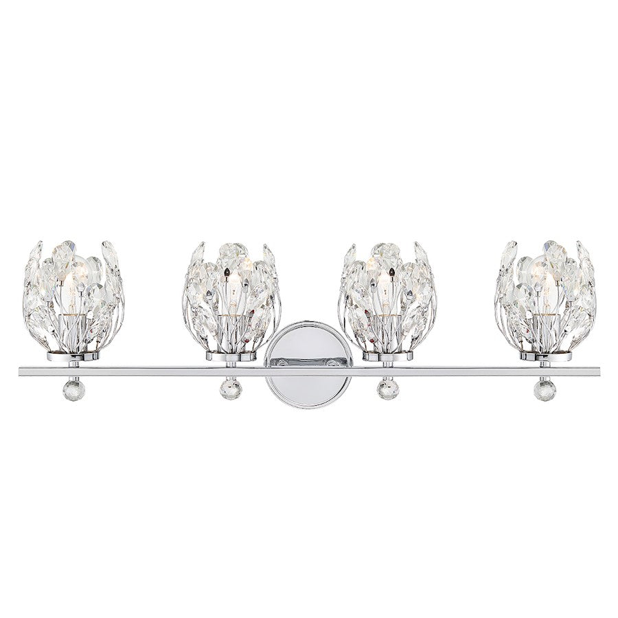 Savoy House Moreno 4-Light Bathroom Vanity Light, Chrome - 8-6601-4-11